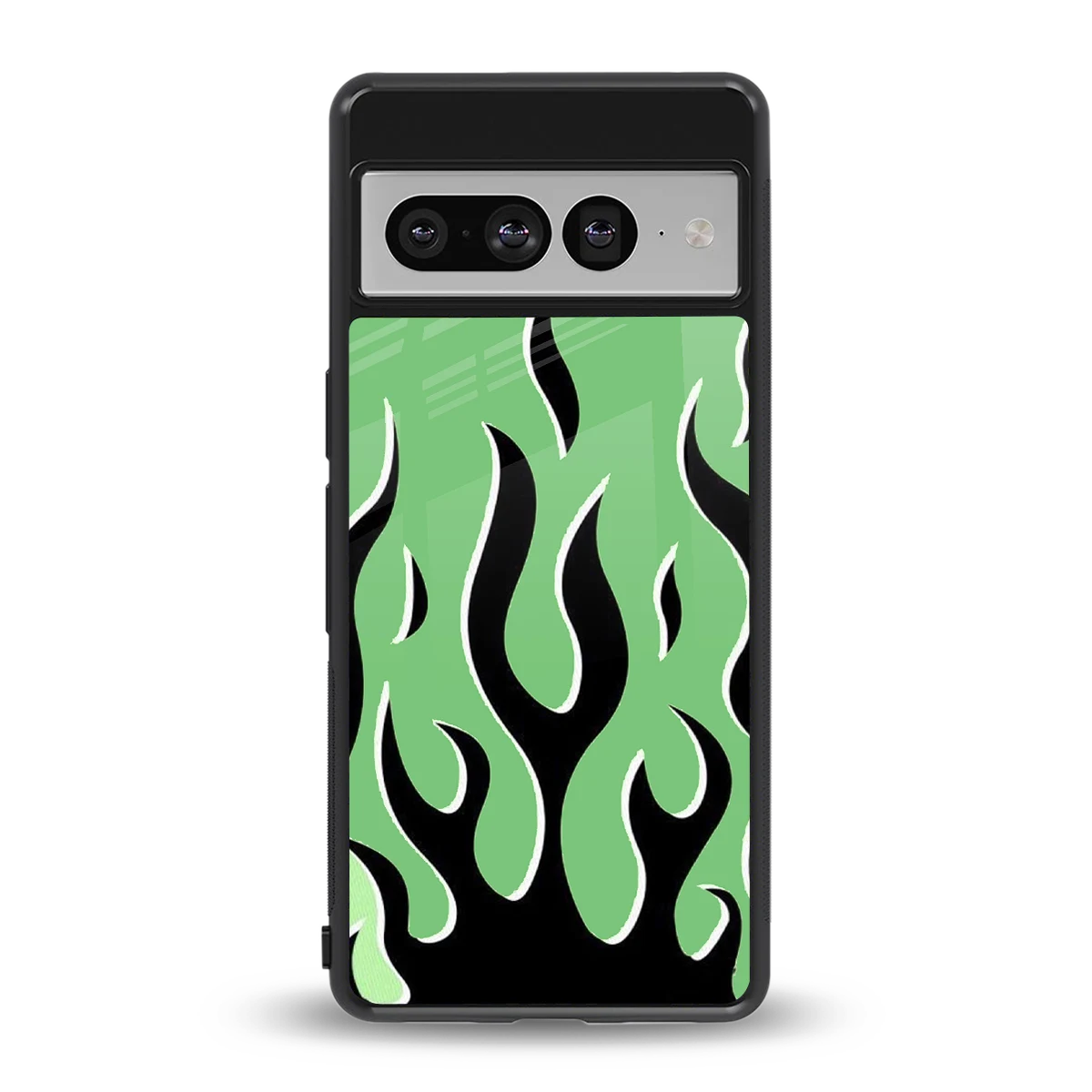 Y2K Retro Green Flames back phone cover | glass case for google pixel 7 pro