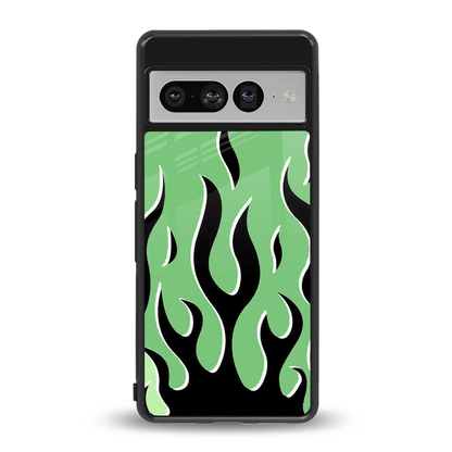 Y2K Retro Green Flames back phone cover | glass case for google pixel 7 pro
