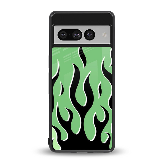 Y2K Retro Green Flames back phone cover | glass case for google pixel 7 pro