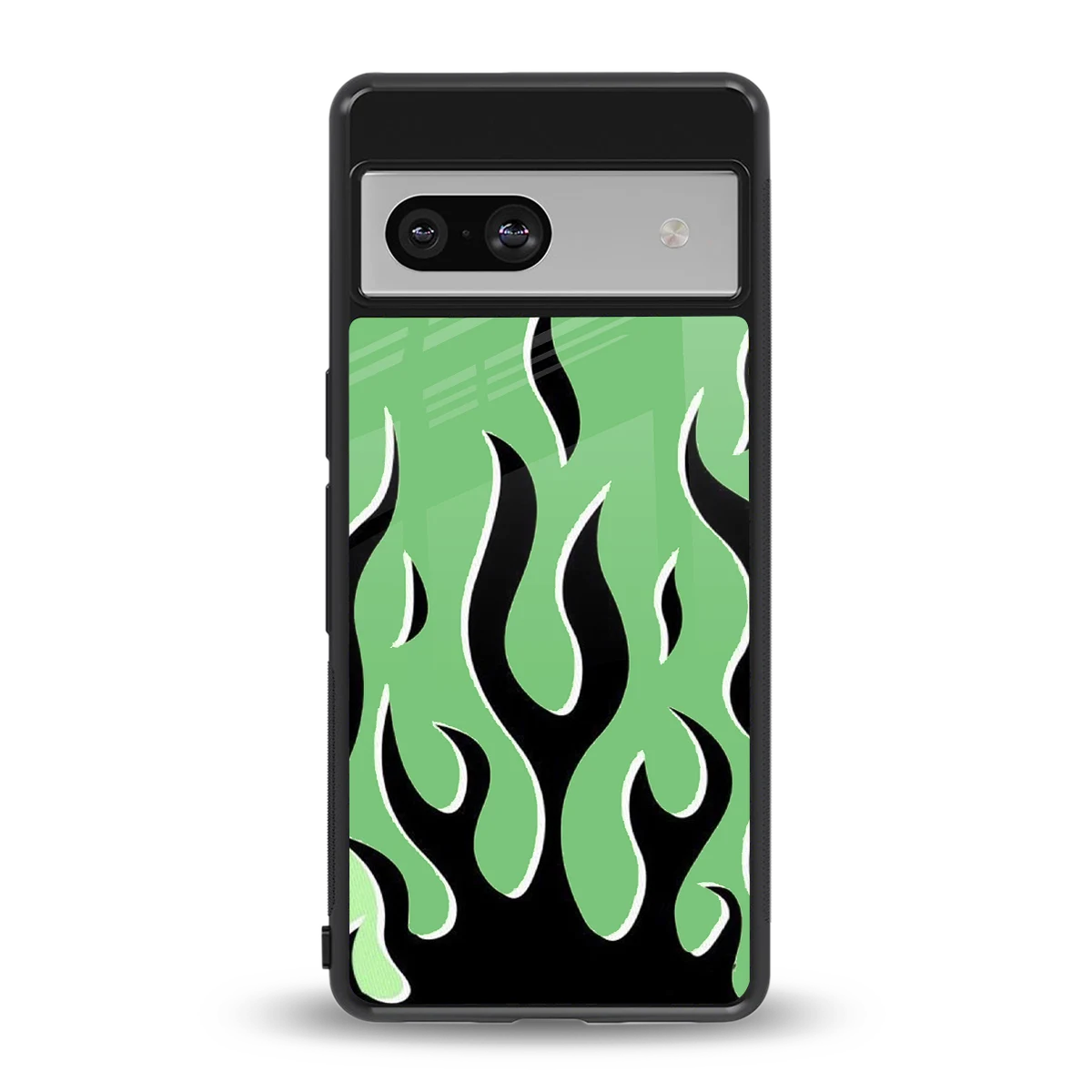 Y2K Retro Green Flames back phone cover | glass case for google pixel 7a
