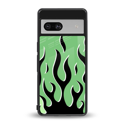 Y2K Retro Green Flames back phone cover | glass case for google pixel 7a