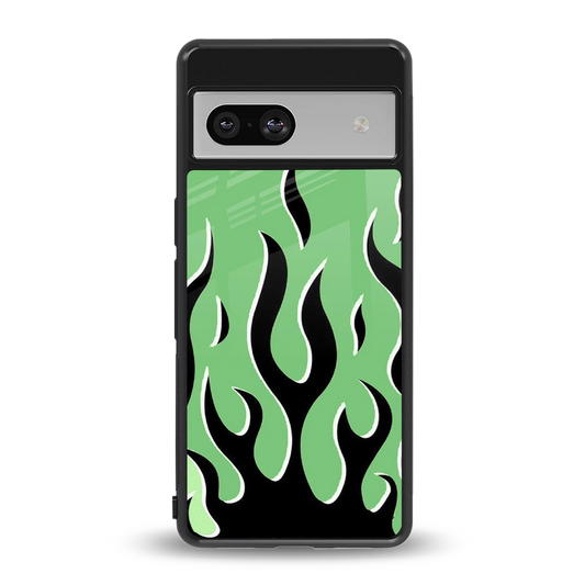 Y2K Retro Green Flames back phone cover | glass case for google pixel 7a