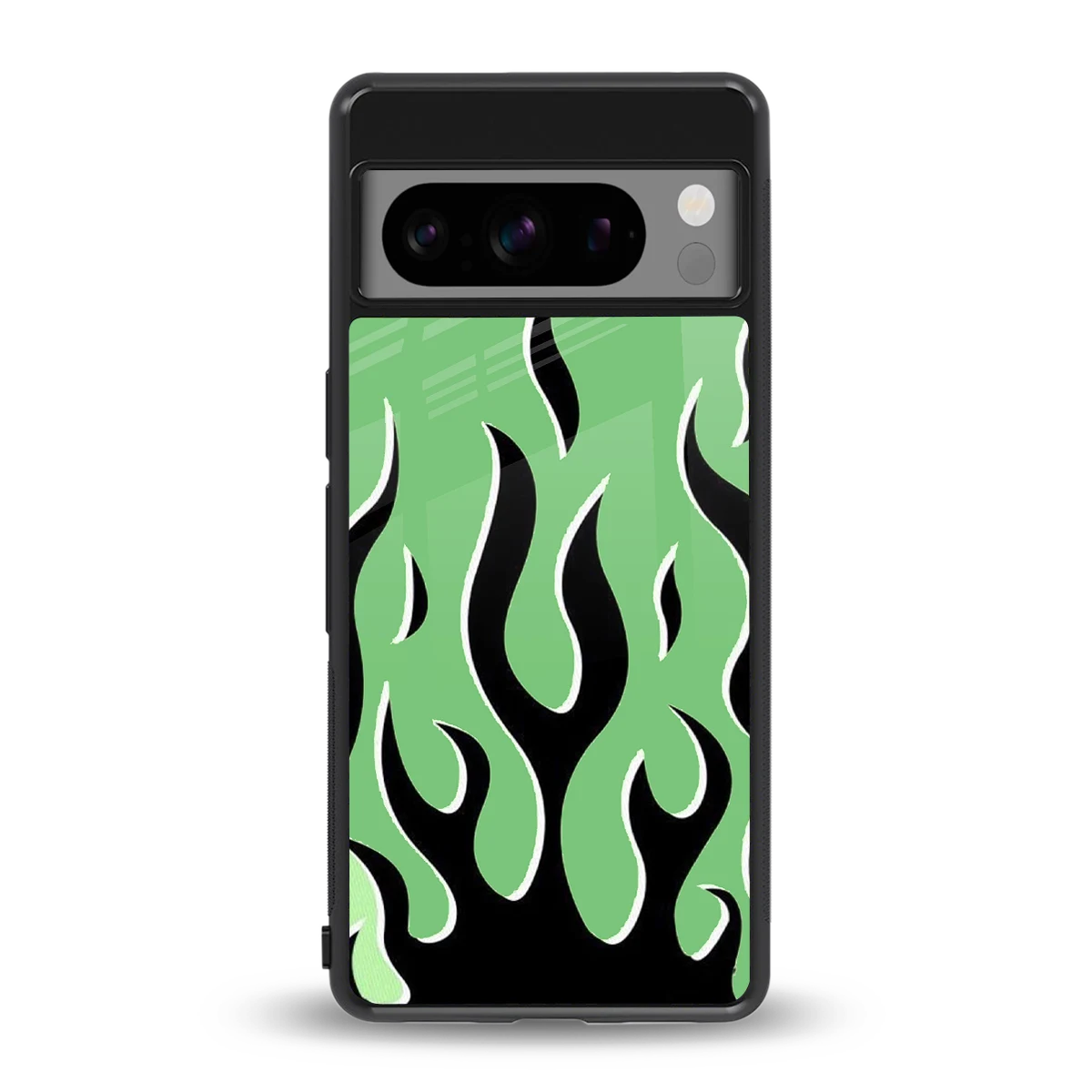 Y2K Retro Green Flames back phone cover | glass case for google pixel 8 pro