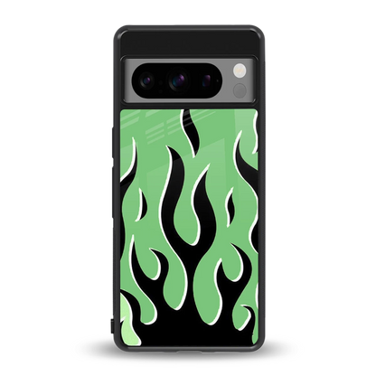 Y2K Retro Green Flames back phone cover | glass case for google pixel 8 pro