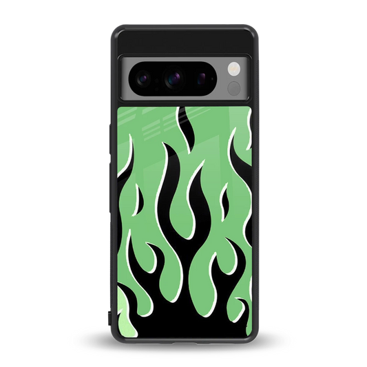 Y2K Retro Green Flames back phone cover | glass case for google pixel 8 pro