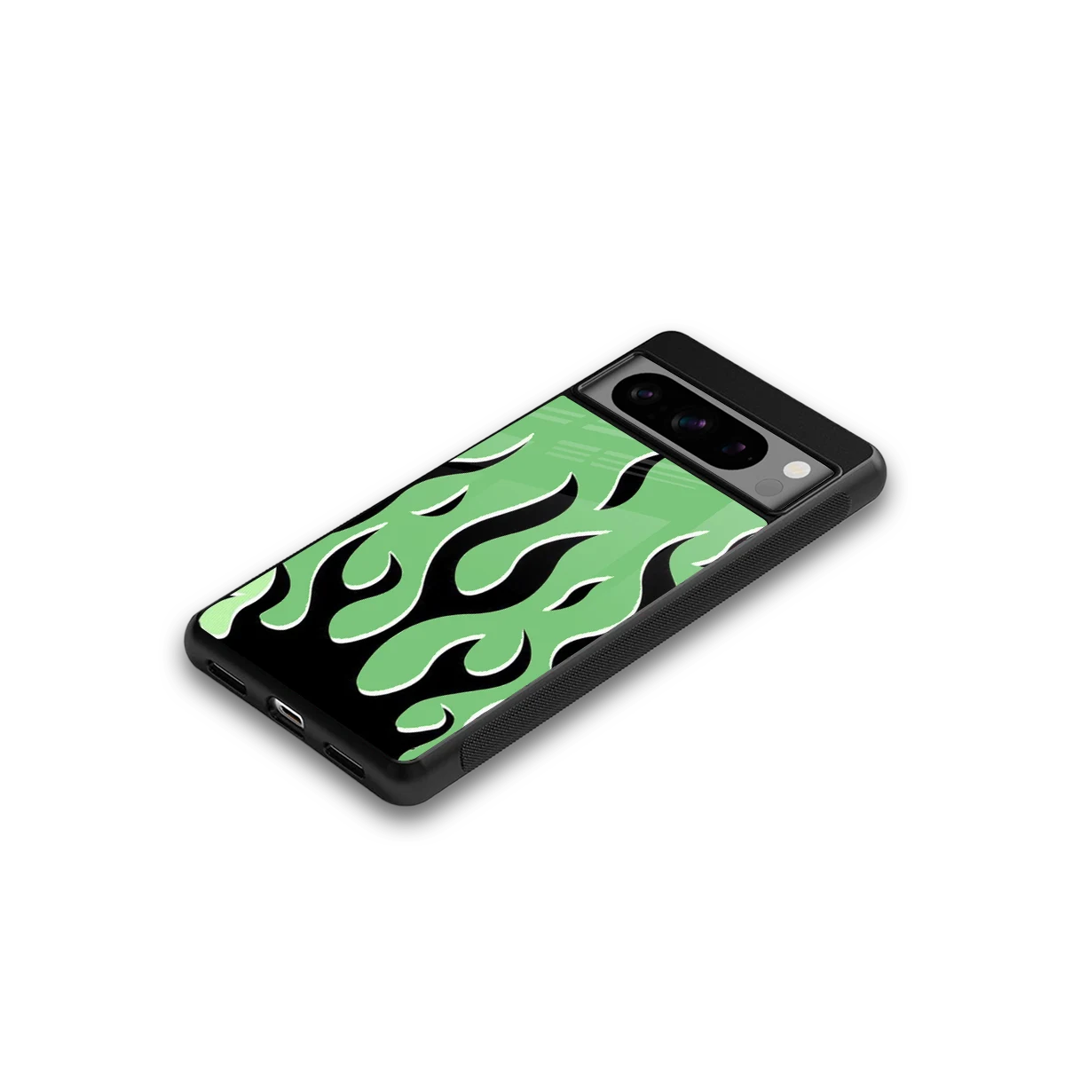 Y2K Retro Green Flames google pixel 8 pro mobile cover | shockproof glass phone case