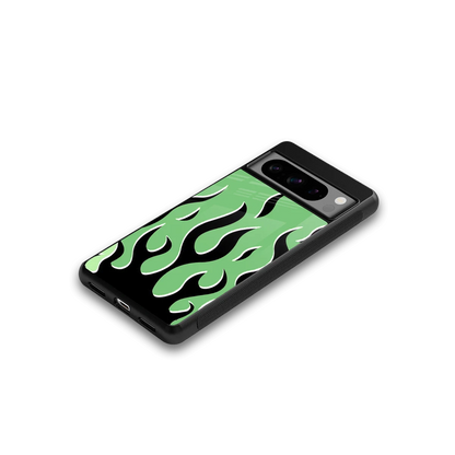 Y2K Retro Green Flames google pixel 8 pro mobile cover | shockproof glass phone case