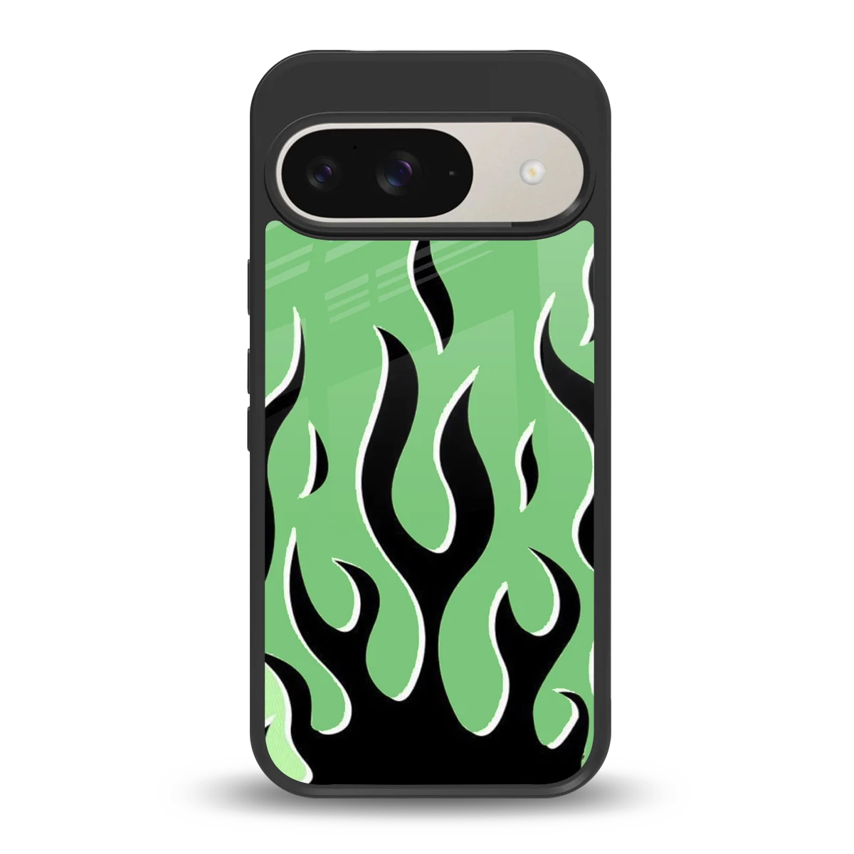 Y2K Retro Green Flames back phone cover | glass case for google pixel 9