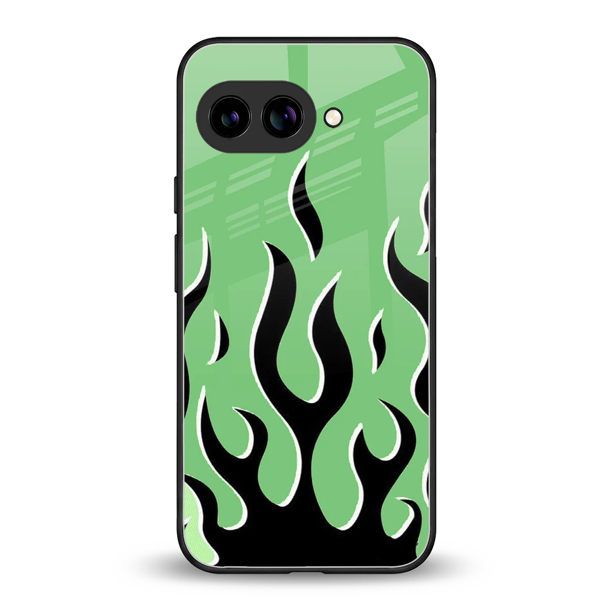 Y2K Retro Green Flames back phone cover | glass case for google pixel 9a
