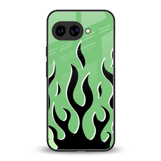 Y2K Retro Green Flames back phone cover | glass case for google pixel 9a