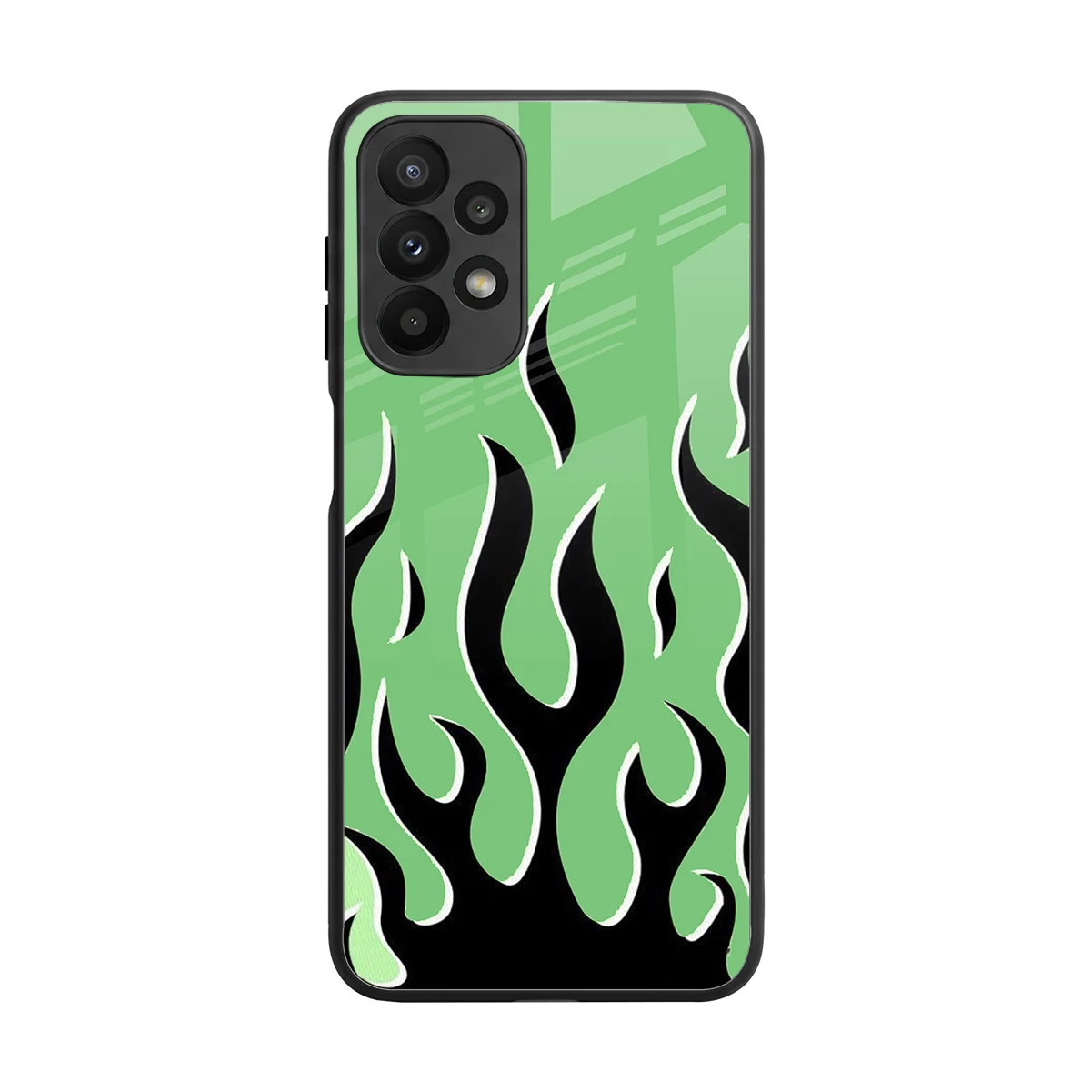 Y2K Retro Green Flames back phone cover | glass case for samsung galaxy a23