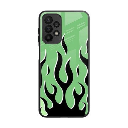 Y2K Retro Green Flames back phone cover | glass case for samsung galaxy a23