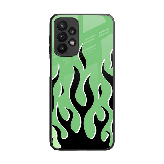 Y2K Retro Green Flames back phone cover | glass case for samsung galaxy a23