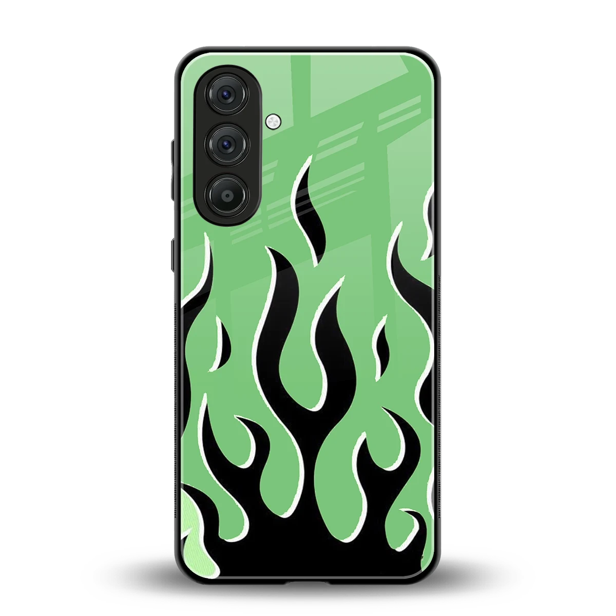 Y2K Retro Green Flames back phone cover | glass case for samsung galaxy a36 5g