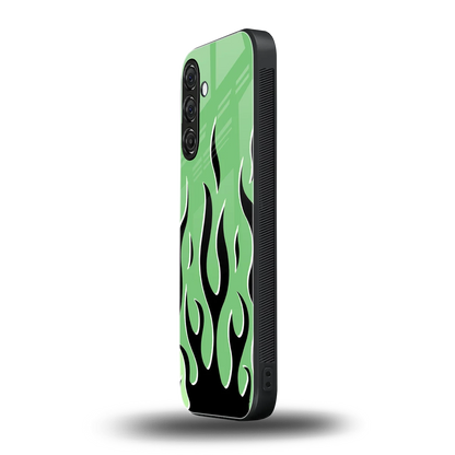 Y2K Retro Green Flames samsung galaxy a36 5g mobile cover | shockproof glass phone case