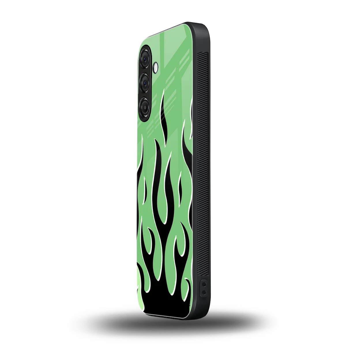Y2K Retro Green Flames samsung galaxy a17 5g mobile cover | shockproof glass phone case