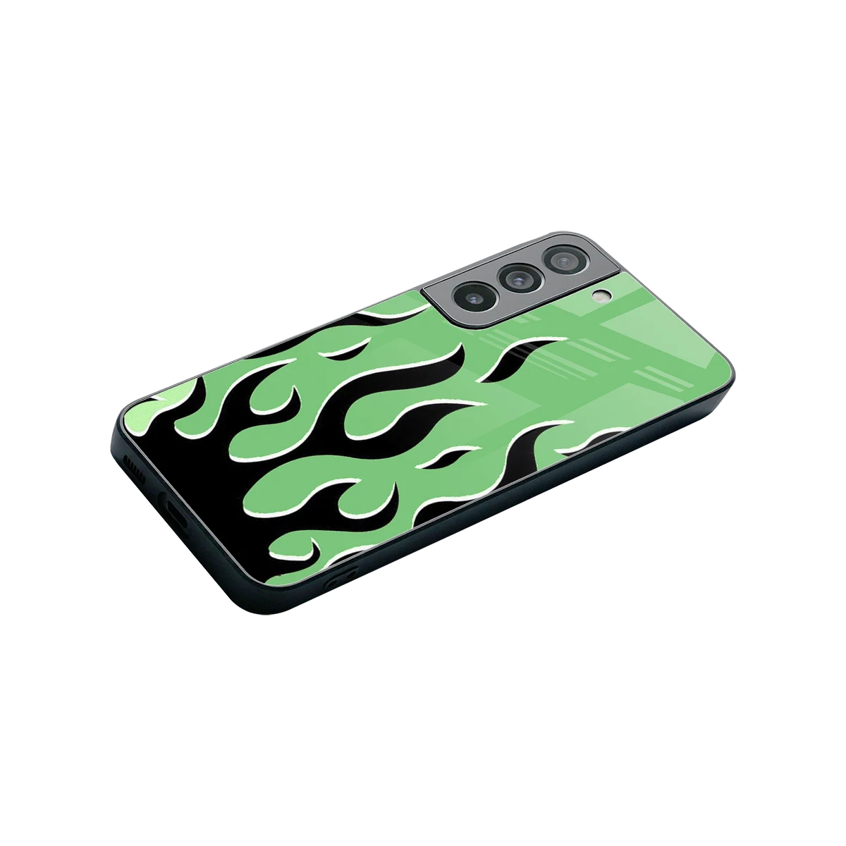 Y2K Retro Green Flames stylish phone case for samsung galaxy s22 | glossy glass and slim fit