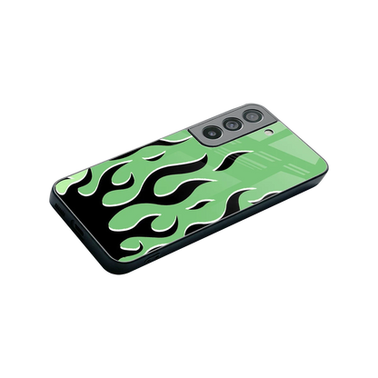 Y2K Retro Green Flames stylish phone case for samsung galaxy s22 | glossy glass and slim fit