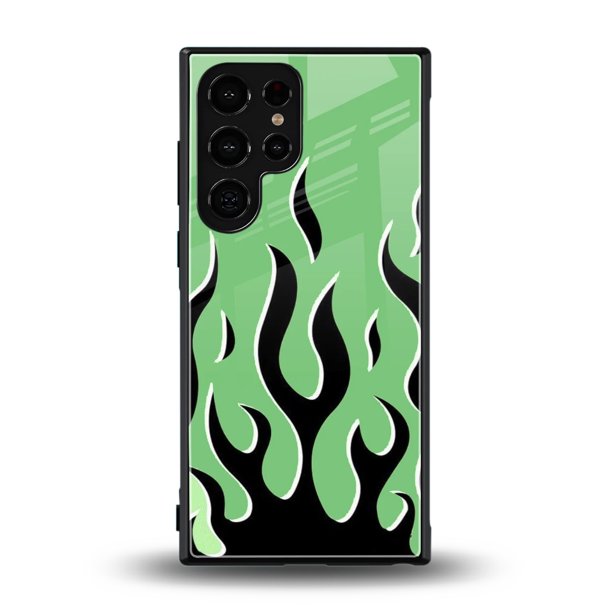 Y2K Retro Green Flames back phone cover | glass case for samsung galaxy s23 ultra