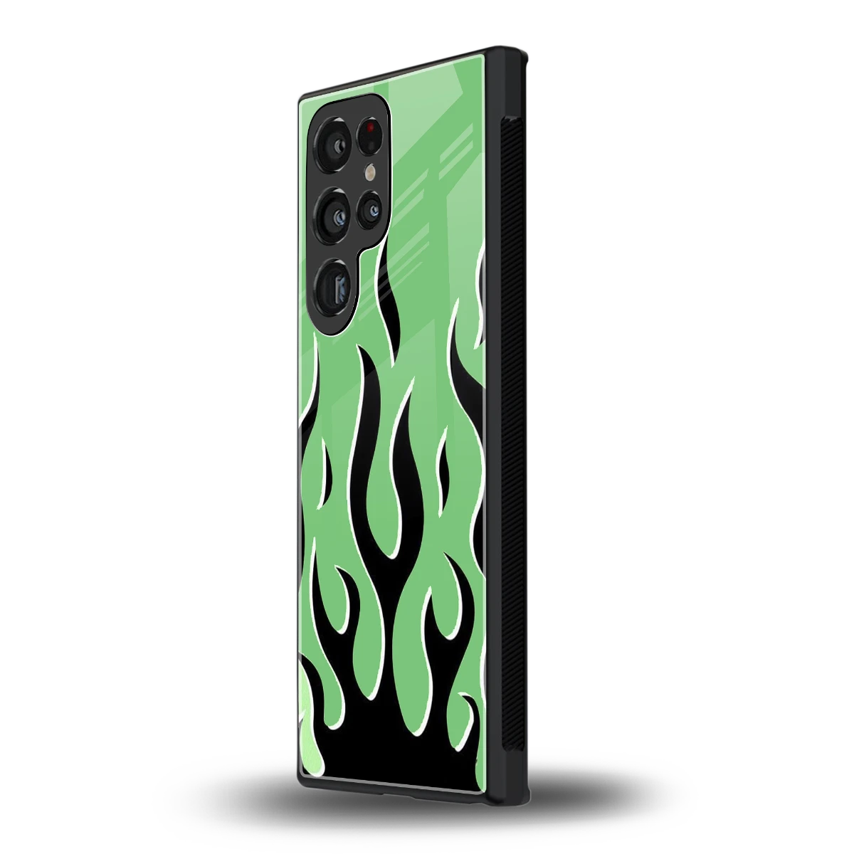 Y2K Retro Green Flames samsung galaxy s24 ultra mobile cover | shockproof glass phone case