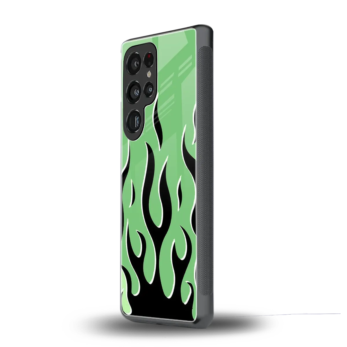 Y2K Retro Green Flames samsung galaxy s25 ultra mobile cover | shockproof glass phone case