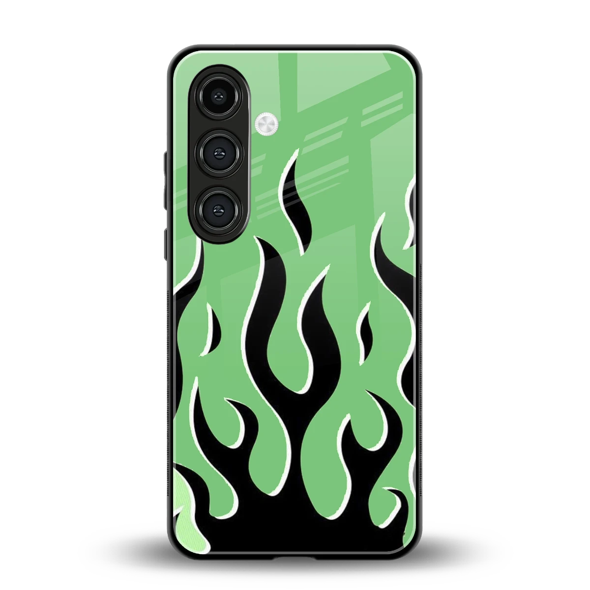 Y2K Retro Green Flames back phone cover | glass case for samsung galaxy s24 plus