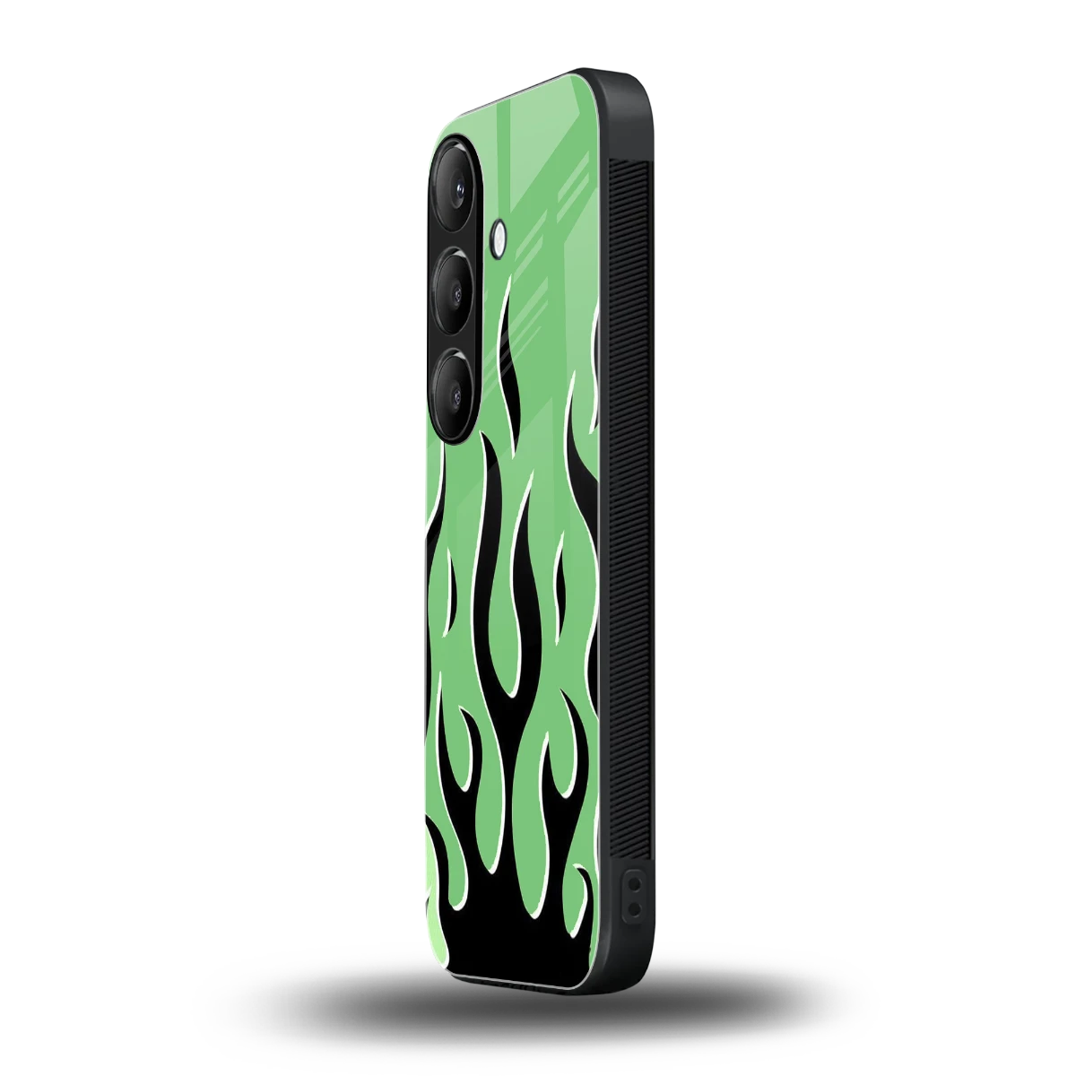 Y2K Retro Green Flames samsung galaxy s24 plus mobile cover | shockproof glass phone case