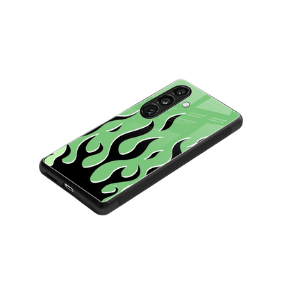 Y2K Retro Green Flames stylish phone case for samsung galaxy s23 plus | glossy glass and slim fit
