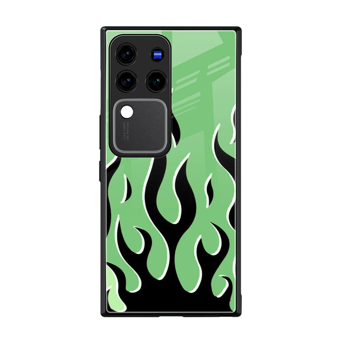 Y2K Retro Green Flames back phone cover | glass case forvivo v30 pro