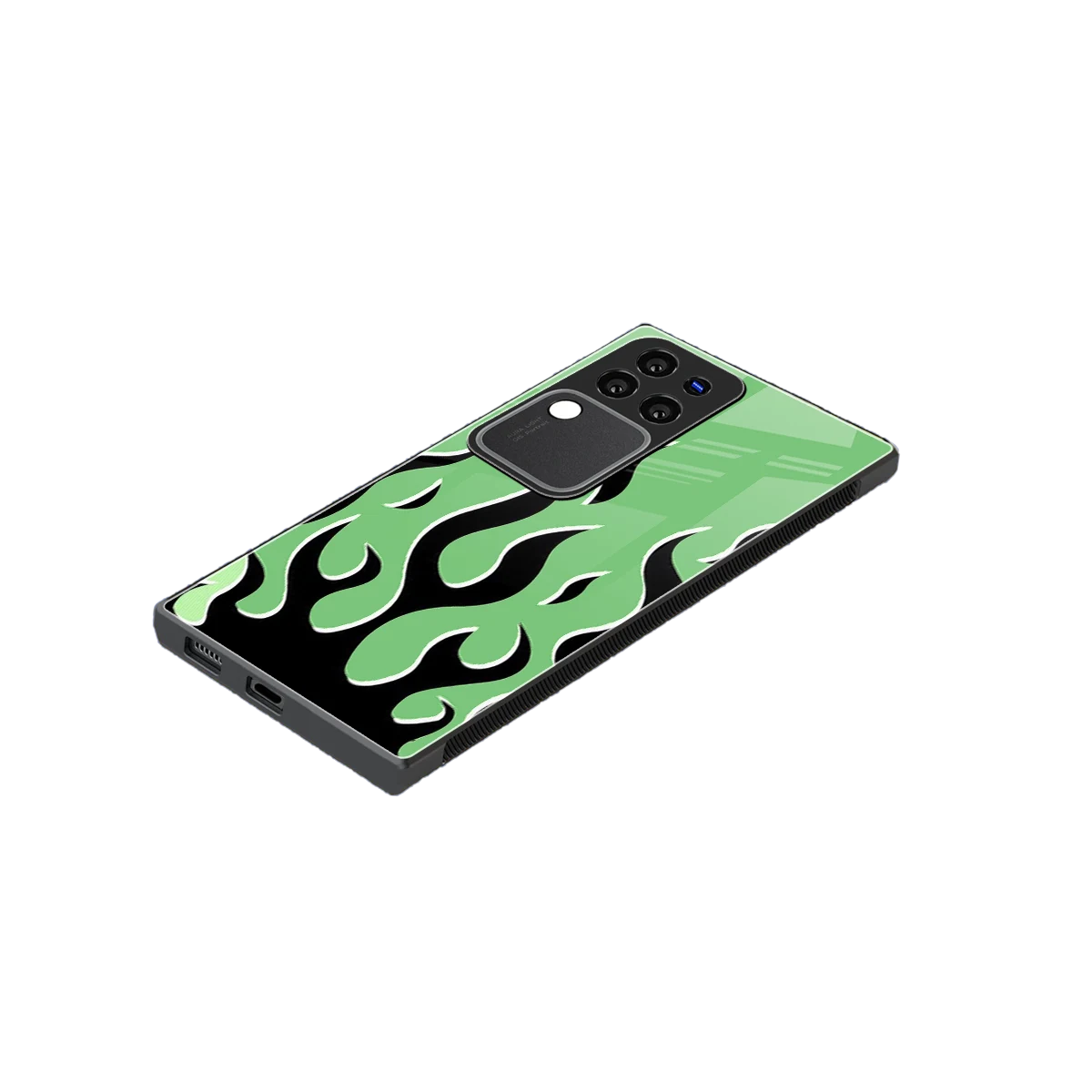 Y2K Retro Green Flames stylish phone case forvivo v30 pro | glossy glass and slim fit