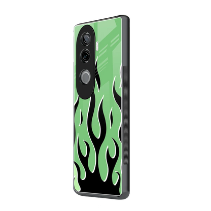 Y2K Retro Green Flames vivo v40e mobile cover | shockproof glass phone case