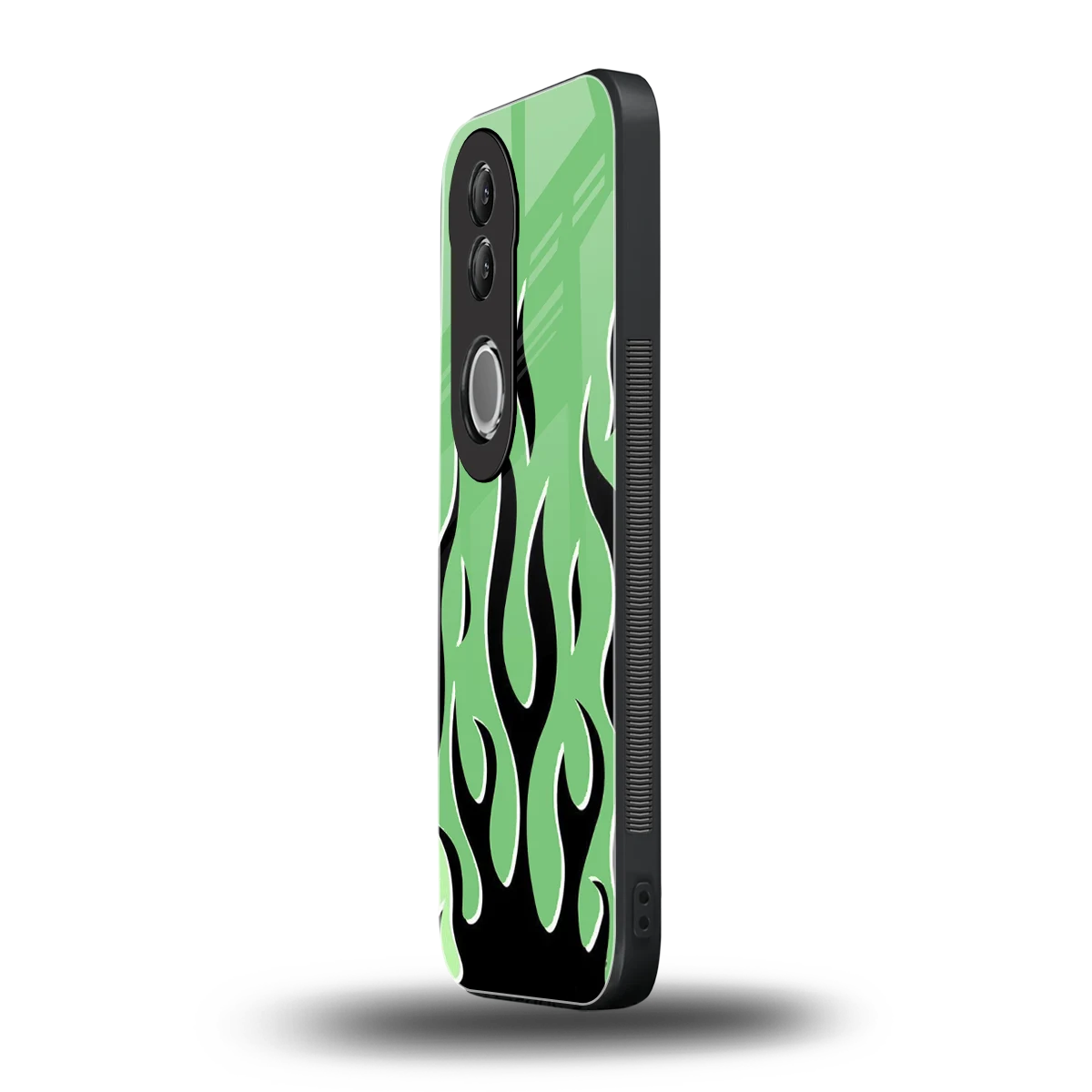 Y2K Retro Green Flames vivo v50 mobile cover | shockproof glass phone case