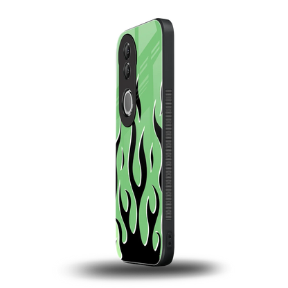 Y2K Retro Green Flames vivo v50 mobile cover | shockproof glass phone case