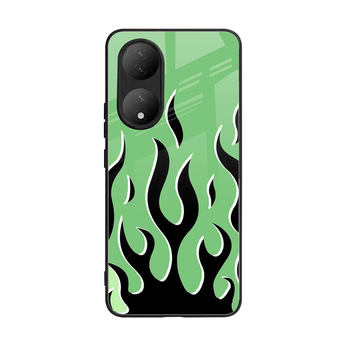 Y2K Retro Green Flames back phone cover | glass case for Vivo-y100