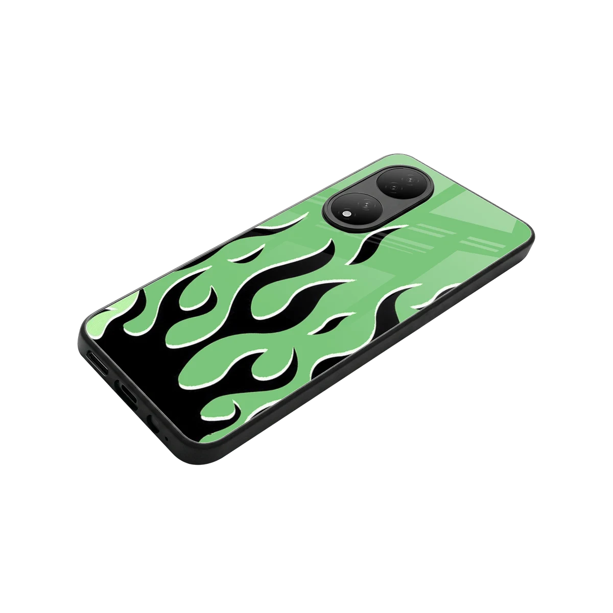 Y2K Retro Green Flames stylish phone case for Vivo-y100 | glossy glass and slim fit