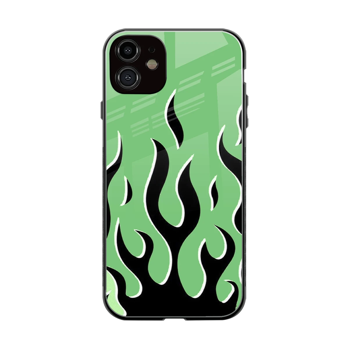 Y2K Retro Green Flames back phone cover | glass case for iphone 11