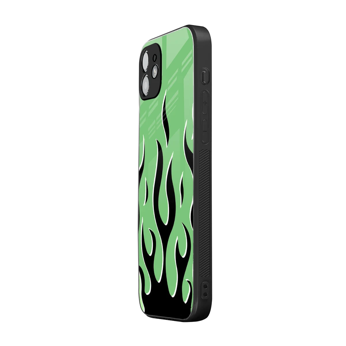 Y2K Retro Green Flames iphone 11 mobile cover | shockproof glass phone case