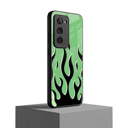 Y2K Retro Green Flames redmi 15 5g mobile cover | shockproof glass phone case