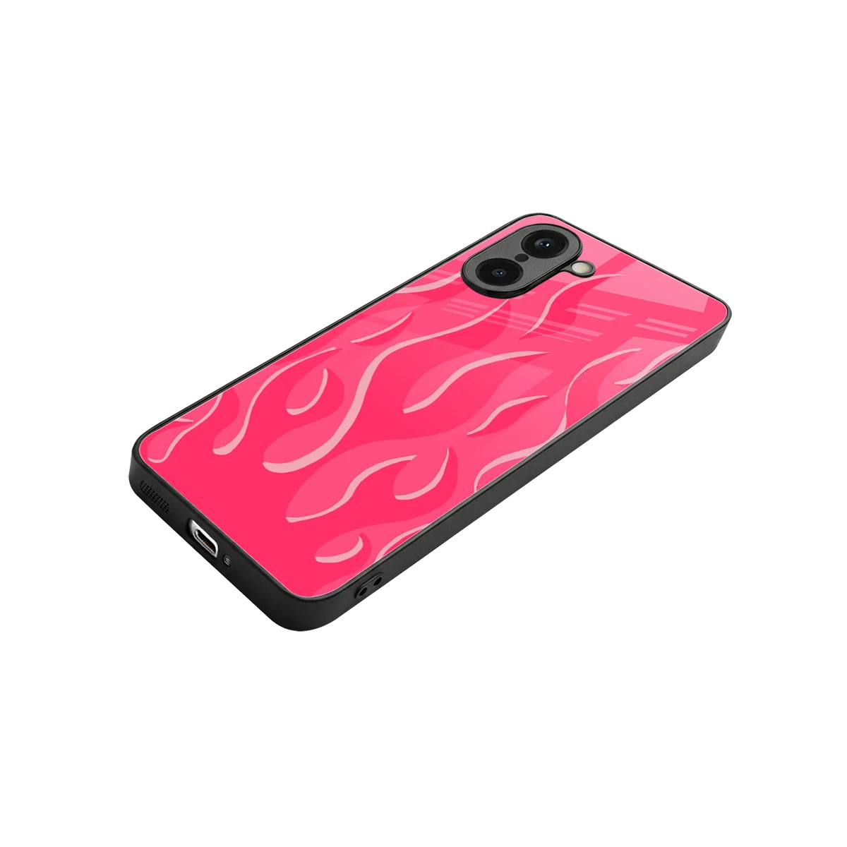 Y2K Retro Hot Pink Flames stylish phone case for oneplus nord ce5 5g | glossy glass and slim fit