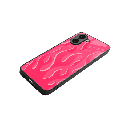 Y2K Retro Hot Pink Flames stylish phone case for oneplus nord ce5 5g | glossy glass and slim fit