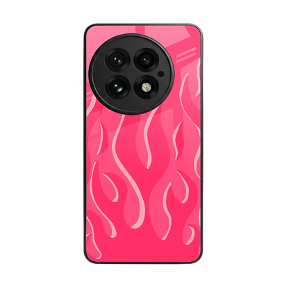 Y2K Retro Hot Pink Flames back phone cover | glass case for oneplus 13