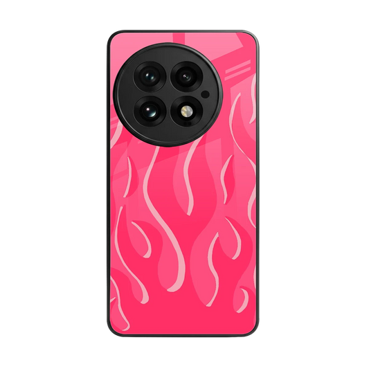 Y2K Retro Hot Pink Flames back phone cover | glass case for oneplus 13