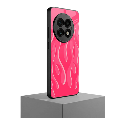 Y2K Retro Hot Pink Flames oneplus 13 mobile cover | shockproof glass phone case