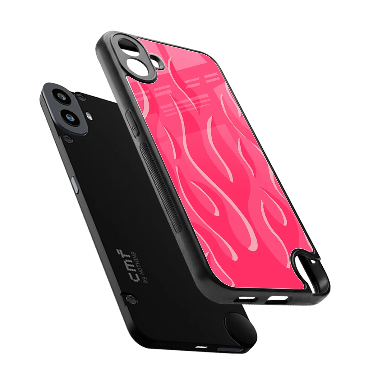 Y2K Retro Hot Pink Flames sleek cmf nothing phone 1 cover with tempered glass back and TPU edges