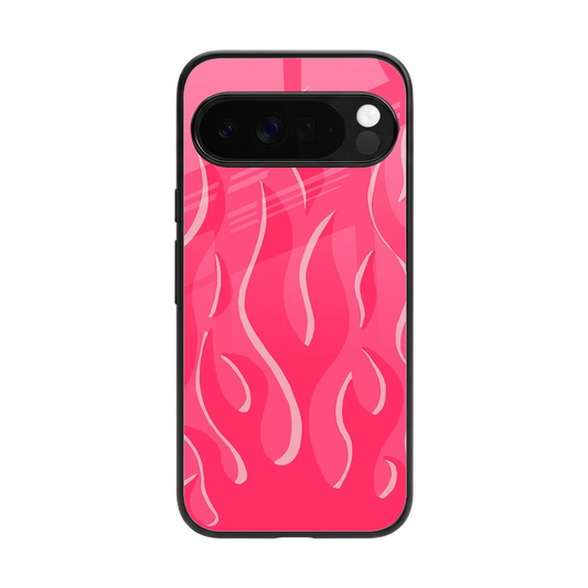 Y2K Retro Hot Pink Flames back phone cover | glass case for google pixel 10 pro xl