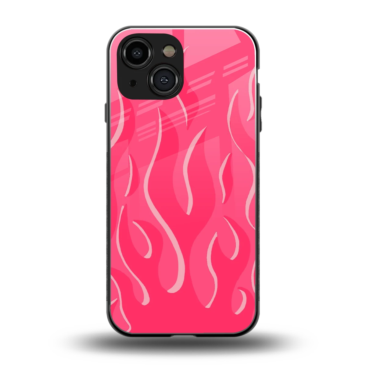 Y2K Retro Hot Pink Flames back phone cover | glass case for iphone 13 mini