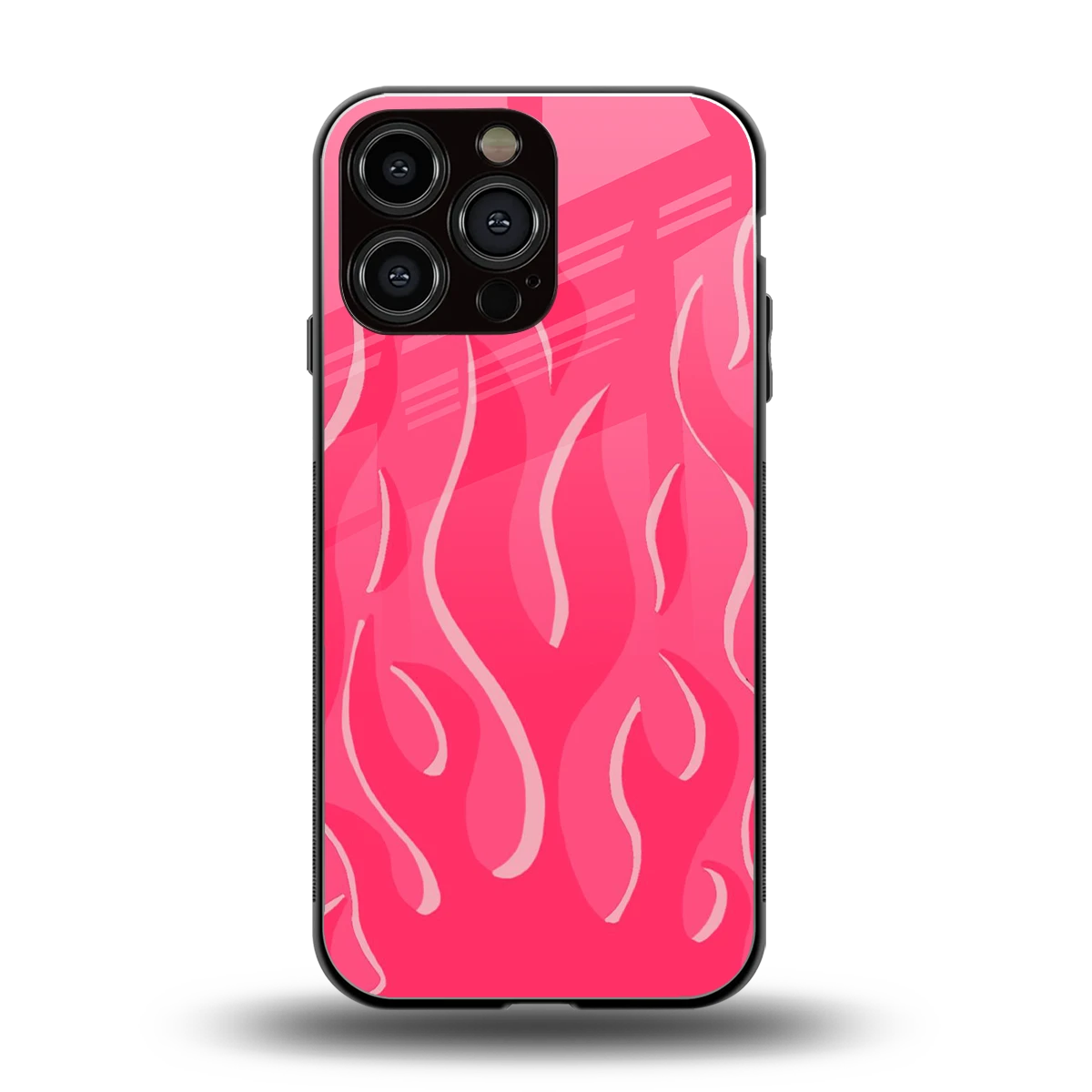 Y2K Retro Hot Pink Flames back phone cover | glass case for iphone 13 pro max