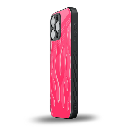 Y2K Retro Hot Pink Flames iphone 13 pro max mobile cover | shockproof glass phone case