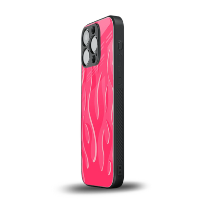 Y2K Retro Hot Pink Flames iphone 14 pro mobile cover | shockproof glass phone case