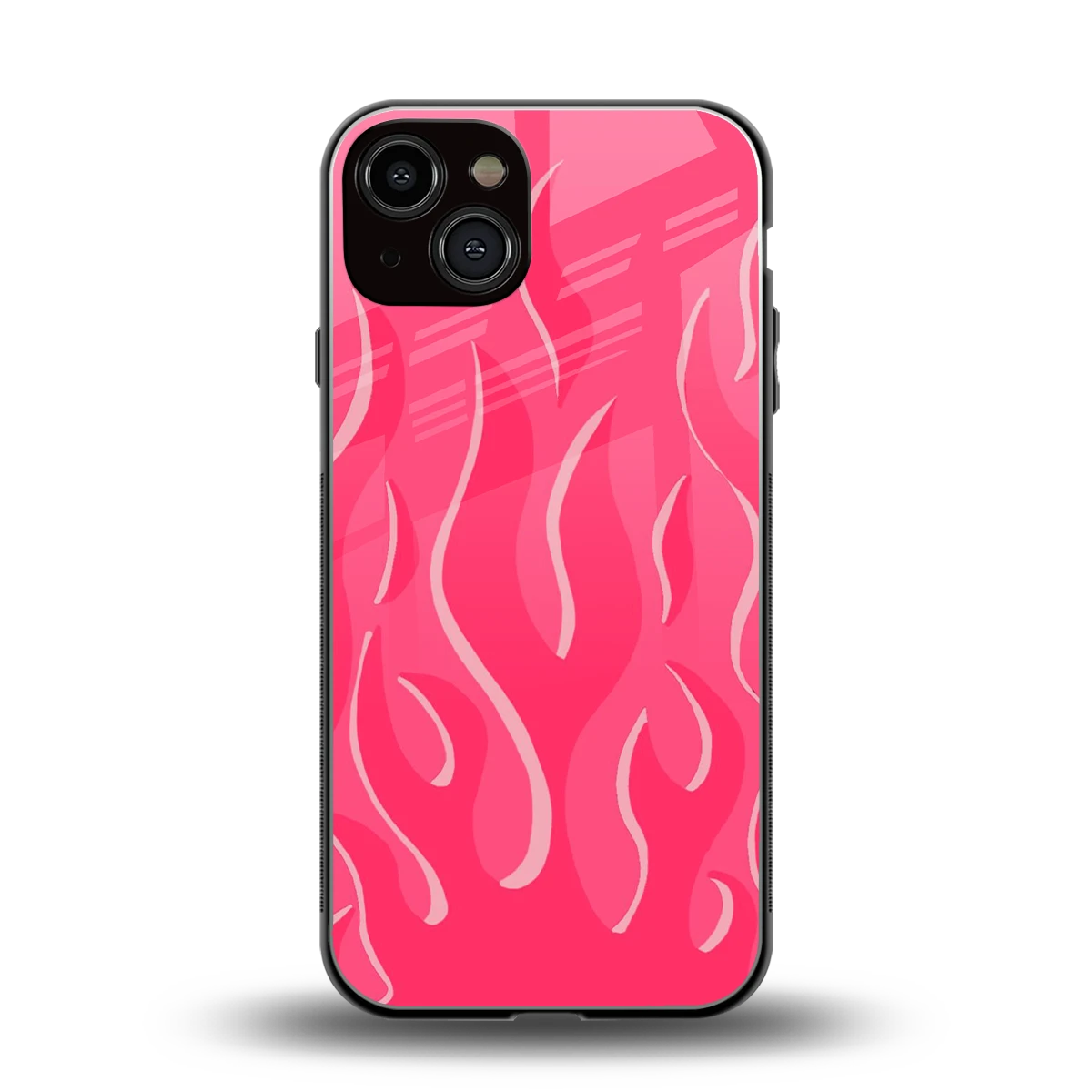 Y2K Retro Hot Pink Flames back phone cover | glass case for iphone 14